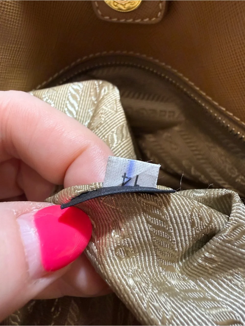 Prada Beige Canvas with Brown Saffiano Trim Tote